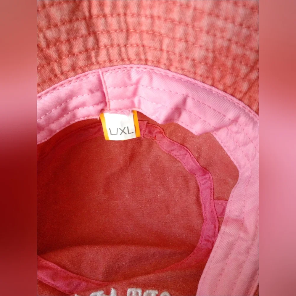 Port Aransas Sun Hat Embroidered by Lucky 7 USA Large / XL Pink Cotton Packable